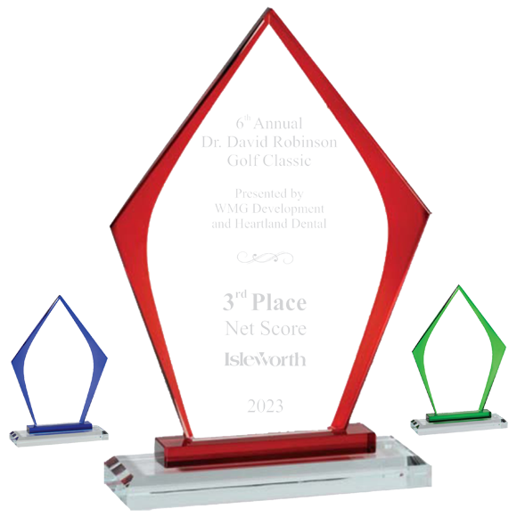 Colored Peak Crystal Award | Etched Crystal | Paradise Awards