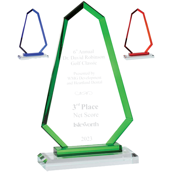 Colored Arrow Peak Crystal Award | Etched Crystal | Paradise Awards