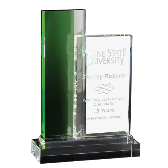 Green Glass Tower Trophy | Green Rectangle Award | Paradise Awards